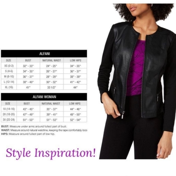 Alfani Faux Leather Moto Jacket, Size S - Picture 5 of 5